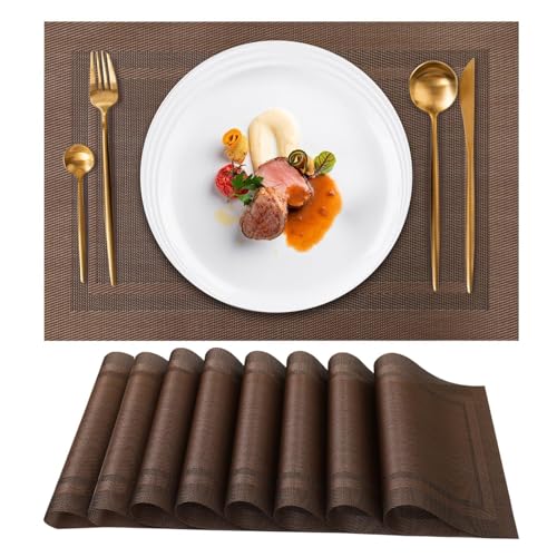 Gucass Lot de 8 Sets de Table Lavable, Sets de Table Plastique PVC, Tissé Lavable Napperons Résistant à Chaleur Antidérapant, pour Cuisine Table à Manger,...