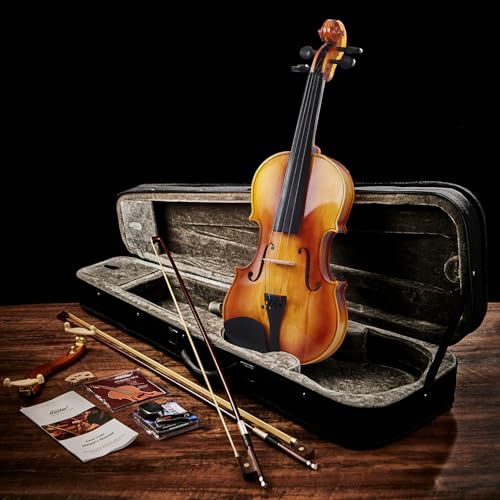 Image of Eastar EVA-330 4 /4 Solid Wood Violin Set Full Size for Students Kids Adults with Hard Case, Shoulder Rest, Rosin, Two Bow, Clip-on Tuner and Extra Strings