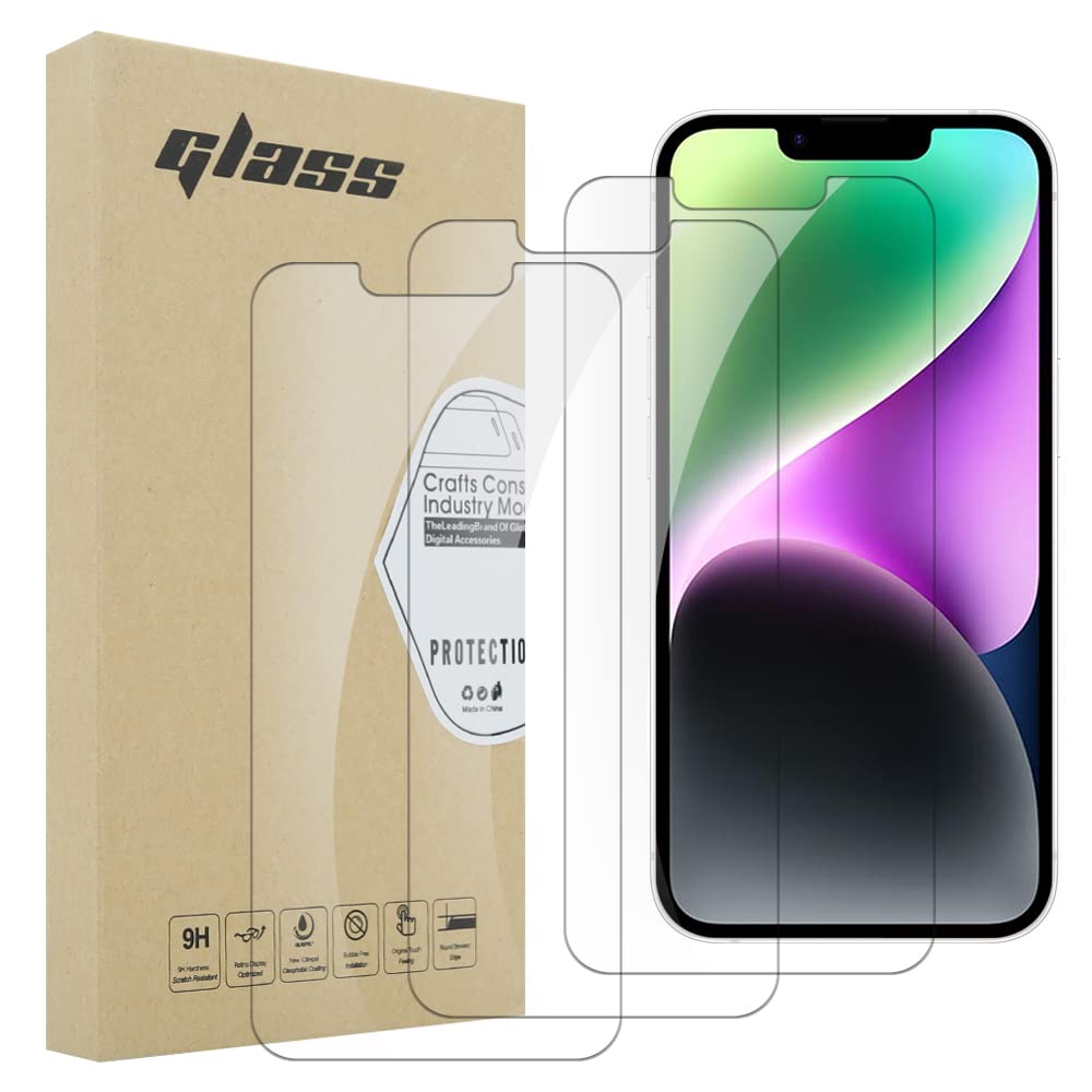 iCatchyScreen Protector Compatible with iPhone 14 6.1-Inch Phone High Transparency Tempered Glass Protection Film - 3 Pack