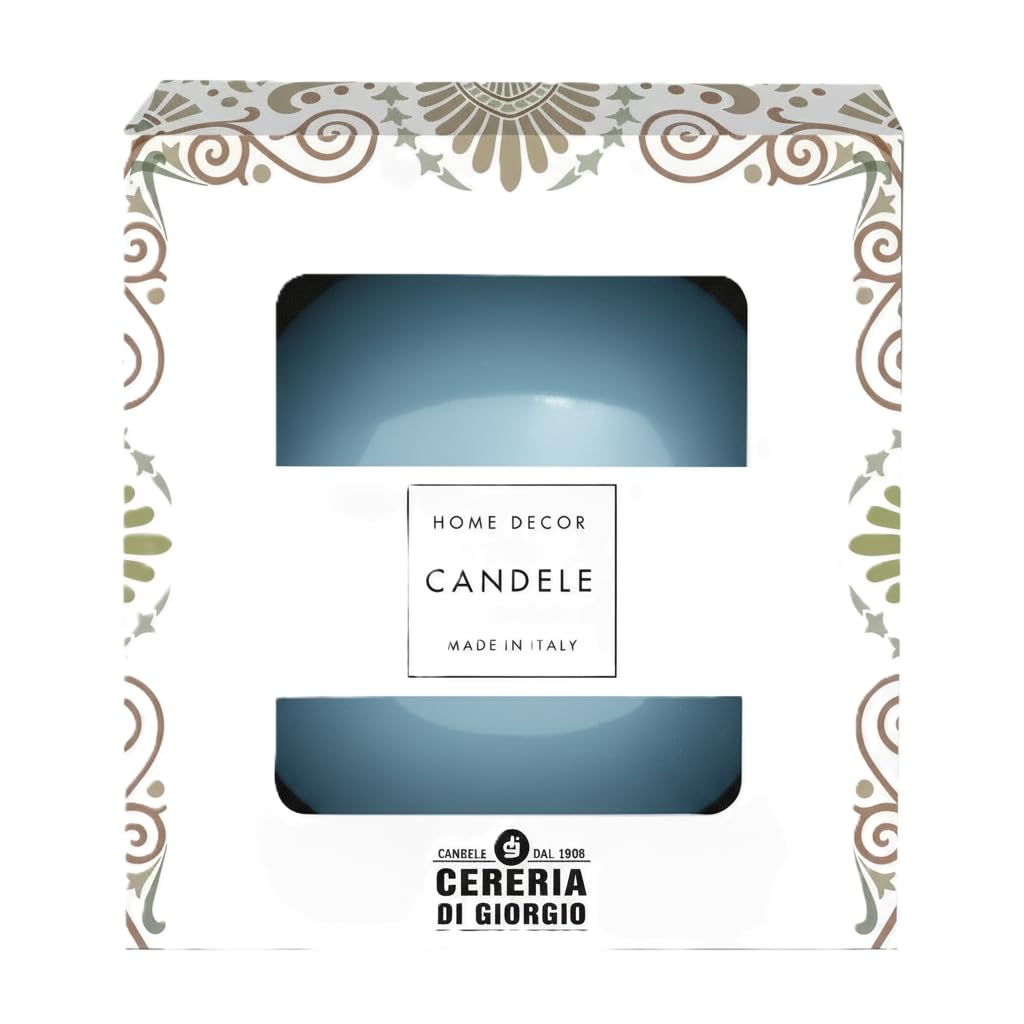 Decorative Sphere Candle Lacquered Diameter 10 cm – Duration 49 Hours – Colour Dusty Blue – Gift Box Cereria Di Giorgio