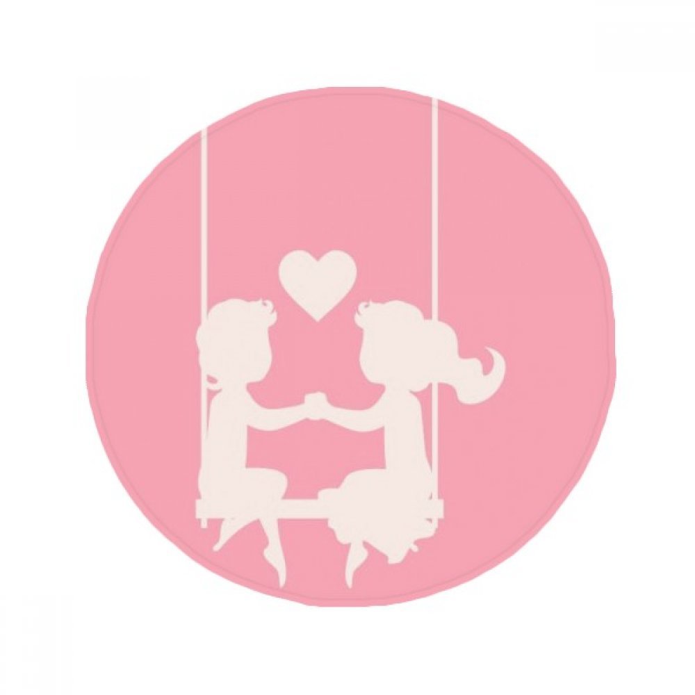 Tapis de sol antidérapant pour animaux et salle de bain ronde avec motif amour