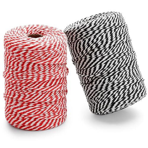 Image of SMART&CASUAL Red and White Cotton Twine, 700 Feet Natural Bakers String for Cooking, Crafts, Gift Wrapping, Butchers, Christmas and Wedding Decor