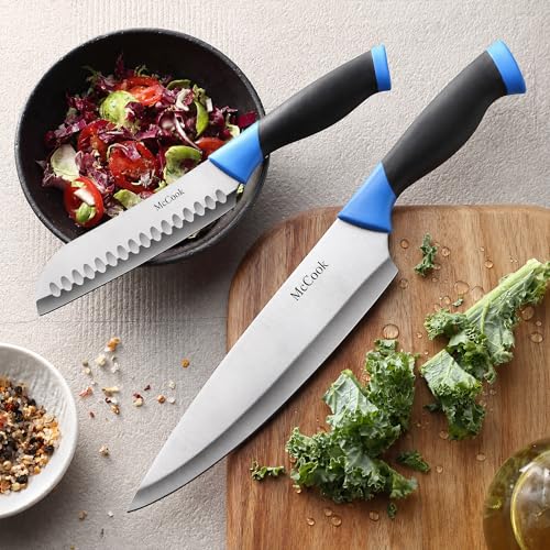 Image of McCook Knife Sets, German Stainless Steel Kitchen Knife Block Sets with Built-in Sharpener