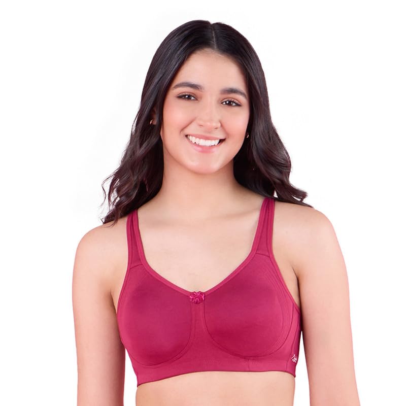 NYKD (NYB169 Cotton Anti Microbial Non Padded and Non Wired Side Support Shaper Bra for Women | Full Coverage Bra with Detailed Contour Lift and Shape with Wide Strap Berry NYKD (NYB169 Cotton Anti Microbial Non Padded and Non Wired Side Support Shaper Bra for Women | Full Coverage Bra with Detailed Contour Lift and Shape with Wide Strap Berry