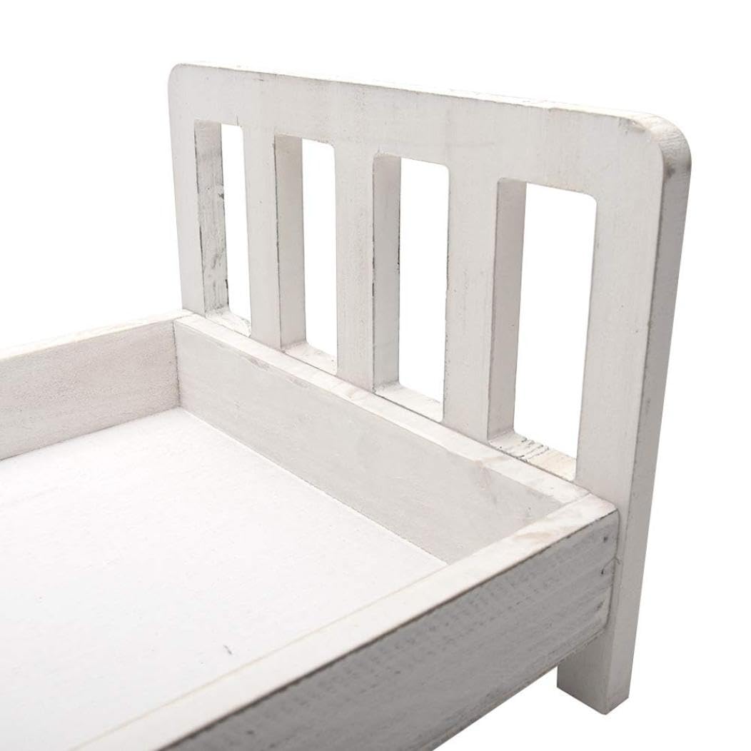 Props de fotografía de recién nacidos, fondo de cama de madera, fondo de fotos de bebé, cama de madera pequeña de bricolaje, cama extraíble, accesorios de accesorios de cuna de estudio, fondo de cama