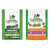 GREENIES Original Teenie Dental Dog Treats, 12 oz. Pack Bundle with Greenies SMARTBITES Immune Support Dog Treats, Chicken Flavor, 8 oz. Pack