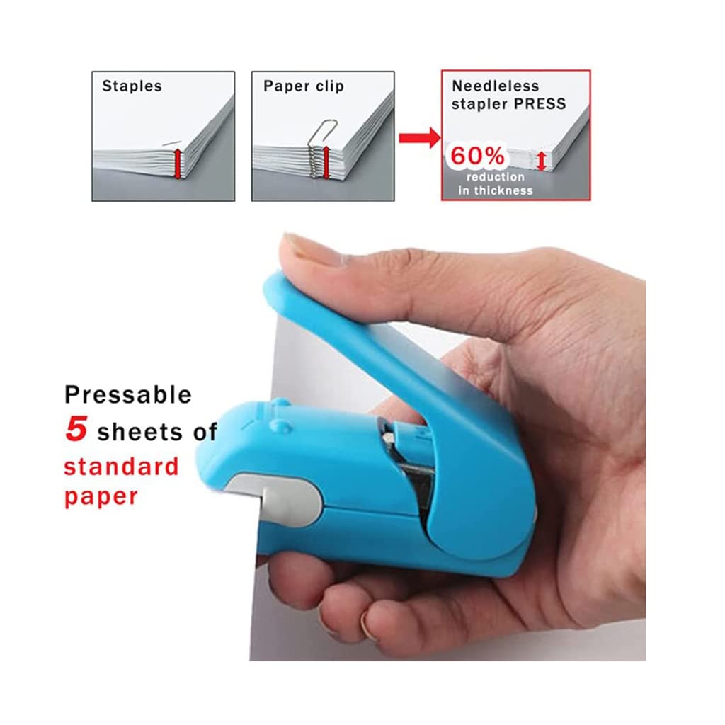 fhda Cucitrici da scrivania Portatili Senza Chiodi Mini cucitrice Senza ago per Risparmiare Lavoro Forniture per Ufficio per Studenti di Cartoni Animati creativi