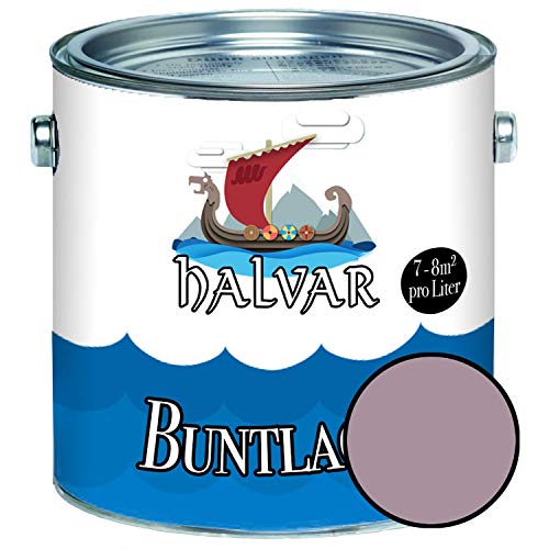 Halvar Buntlack für Holz & Metall SEIDENMATT Violett RAL 4001-4010 Holzfarbe Holzlack Innen & Außen robuster Kunstharzlack Wetterbeständig & perfekter Langzeitschutz (2,5 L, RAL 4009 Pastellviolett)