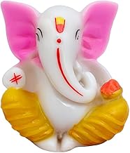 MSAA Decorative Lord Ganesha Idol, White,Pink,Yellow Polyresin Statue, Religious Hindu Temple Decor for Home, Office, Pooja Room and Car Dash Board