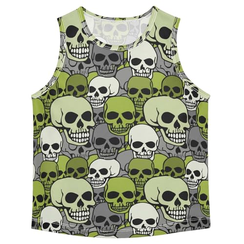 J JOYSAY Skull Head Pile Olive Boys Tank Top Sleeveless Muscle Shirts Quick Dry Kids T-Shirts 3-15T