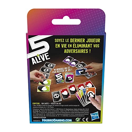 Hasbro Gaming 5 Alive, Jeu de Cartes pour Enfants, Jeux de Famille, à Partir de 8 Ans, Multijoueur 2 à 6 Personnes, Jeux de Société Voyage