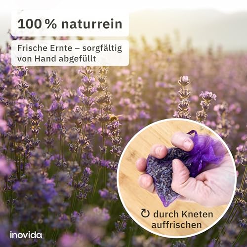 Lavendel Duftsäckchen Kleiderschrank: 20x Echter Lavendel getrocknet – Das Original - Mottenschutz für Kleiderschrank bei Kleidermotten – Auto Duft, Raumduft, Schrank Duft – Inovida Lavendelsäckchen