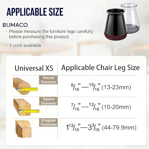 Image of 40 Pack Extra Small Chair Leg Floor Protectors Silicone Covers to Protect Floors(Universal XS Clear Fit 0.5 inch-0.9 inch)