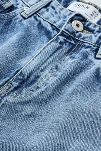 Image of SNITCH Men Casual Jeans | Baggy Fit with Mid Rise & Relaxed Thigh | 100% Cotton Woven Denim for All Seasons | Durable & Comfortable Design for Everyday Wear