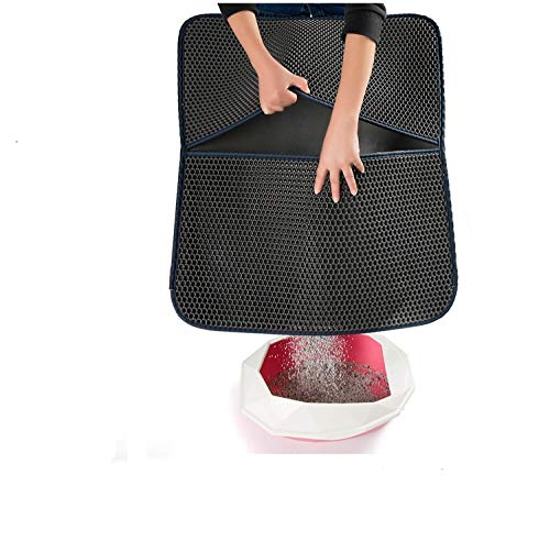 WePet Cat Litter Mat, Kitty Litter Trapping Mat, Large Size, Honeycomb Double Layer, No Phthalate, Urine Waterproof, Easy Clean, Scratch Scatter Control, Catcher Box Pads Rug Carpet 30x25 Inch Grey