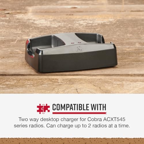 Image of Cobra ACXT 500 Dock Charging Station for 2 Walkie Talkies with UBS Charging Cable - Dual Desktop Portable Charger, Compatible with ACXT545 Model