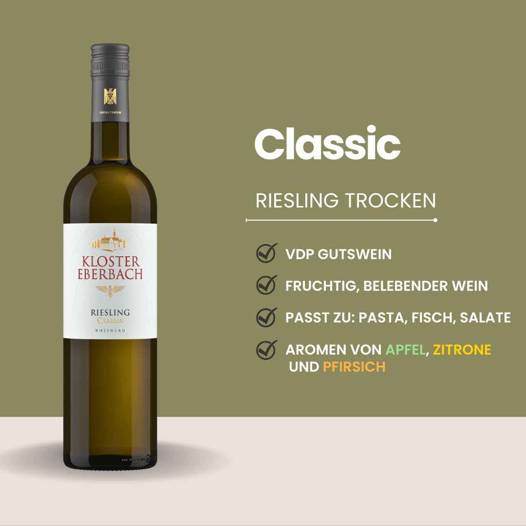 Weinpaket „Riesling für Einsteiger“ | 3 Flaschen Kloster Eberbach | Feinherb, Classic & Trocken | Ideal für Riesling-Neulinge | 3x 750ml