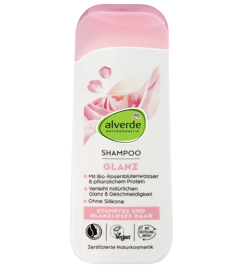 Alverde 2er-Set – Leave-In Sprühkur Express 7in1 (75 ml) + Shampoo Glanz mit Rosenblütenwasser & pflanzlichem Protein (200 ml) + Bonus Kopfhaut Massagebürste