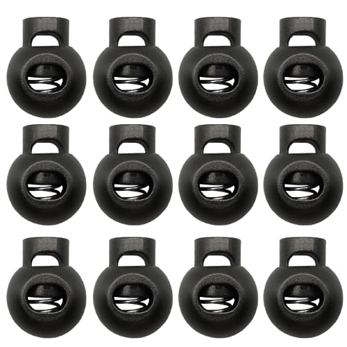 12 Piezas Cierre de Cordón, Tope de Cordón, Cerradura de Cordón con Resorte, Cerradura de Resorte de Orificio Único Botones, Cerradura de Cordón de Plástico, para Cordón, Mochila, Ropa, Zapatos