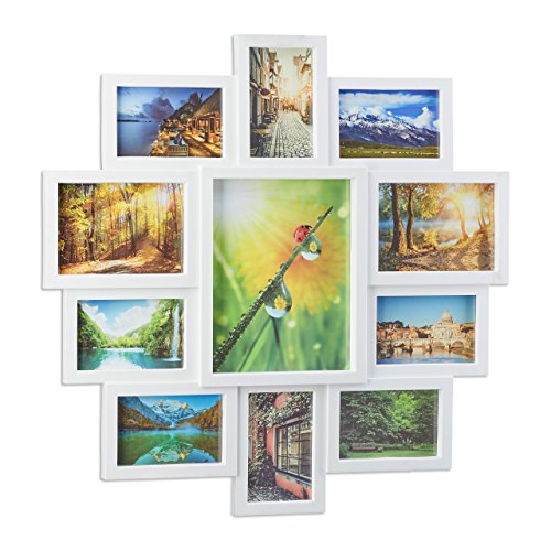 Relaxdays Bilderrahmen Collage, Bildergalerie für 11 Fotos, Fotorahmen zum...
