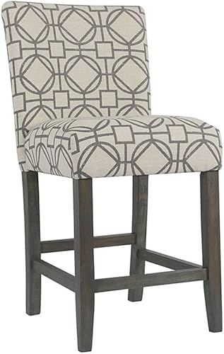 HomePop Taburete de bar tapizado con altura de mostrador, 24 pulgadas, entramado marrón y gris