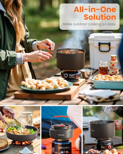 Fitense Set Completo de Cocina para Camping 21 Piezas para 2 Personas, Ligero, Ollas y Sartenes Portátiles para Mochileros, Senderismo y Picnic miniatura 2