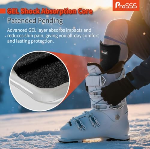 image for ProSSS Snowboard Shin Pads – GEL Shin Guards for Ski Boot Liner – 