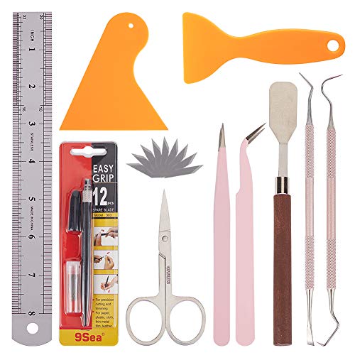 BENECREAT 10 PCS Herramientas de Deshierbe Artesanales de Vinilo de Acero Inoxidable, Juego de Herramientas de Deshierbe Artesanales de Precisión para Siluetas, Camafeos, Letras, HTV