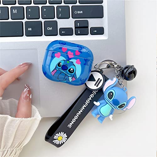 Cute Stitch Airpod 3Nd Generation Case, Airpod 3 Personalise Custom, Airpod 3 Case Cover With Keychain/Lanyard, Protective Hard Case Cover Skin For Women Girls Airpod 3 Case [Front Led Visible] #TOP5