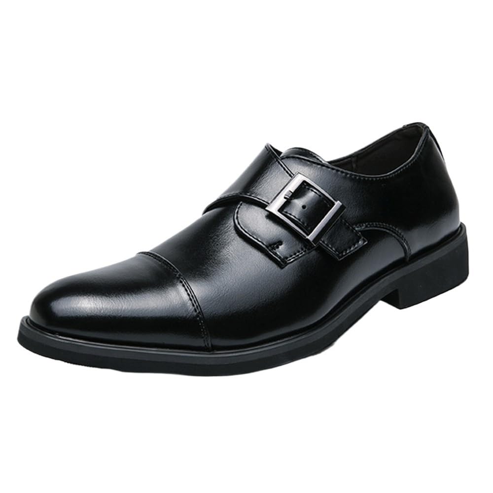 Classic Slip-on Formal Tuxedo Shoes Dress Oxford Shoes for Men Mens Monk Shoes Fashion Formal Oxford Black Wedding Dress Leather Buckles Mens Wide Dress Shoes