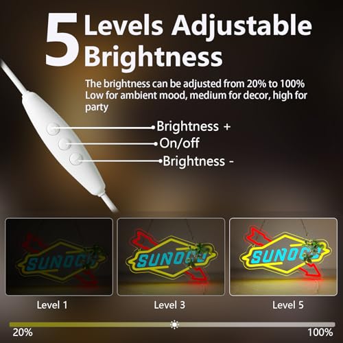 Image of WonderfulLife Fuel Oil Logo Neon Sign for Garage Decor,Dimmable Led Signs for Man Cave Lube Store or Gasoline Station Display Lighting,5V USB,Easy Hanging.