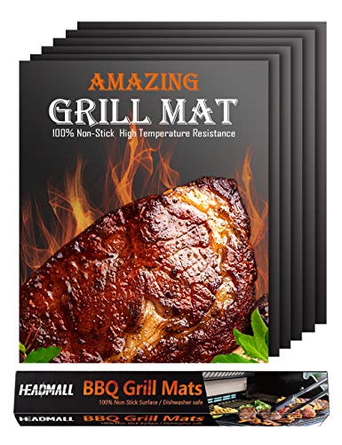 HEADMALL Grill Mat 6 Packs,Non-Stick BBQ Grill Mats - Durable,Reusable,Easy to Clean