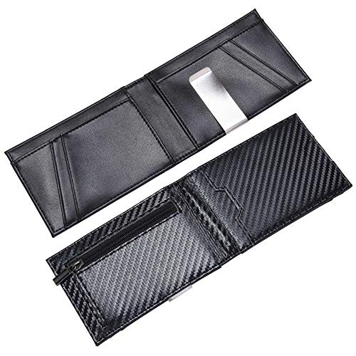 FEITH&FELLY Men Bifold Wallet with Money Clip - Leather Minimalist Front Pocket RFID Blocking4