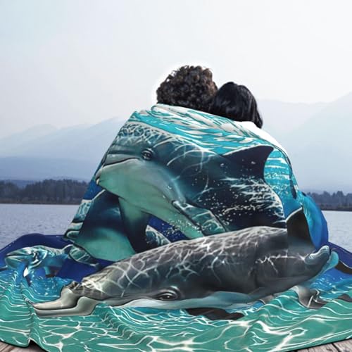 Couverture micro-polaire dauphins plaid flanelle pliable lit - 8