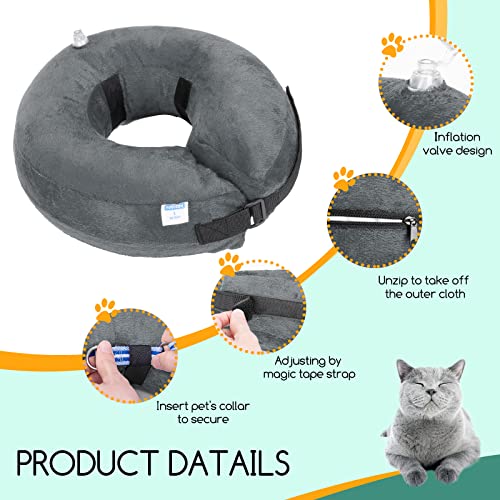 Nobleza Inflatable Dog Collar Dog Recovery Collar Inflatable Pet Protection Cover Collars Pet Neck Collars After Surgery Adjustable Pets Recovery Cone for Extra Large Dogs Grey - Image 2
