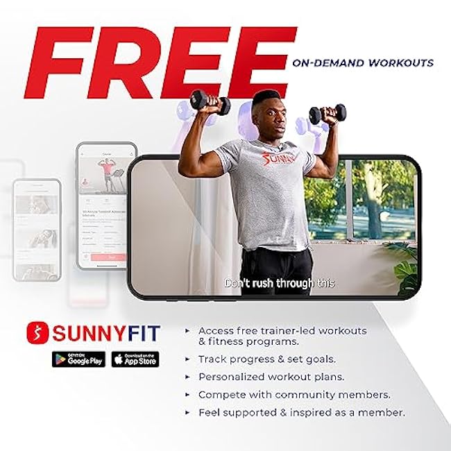 Sunny Health & Fitness Premium Polyurethane Commercial Grade Round Dumbbells with Diamond Knurled Handle, Durable Strength Training Equipment for Home Gym, 5-50LB