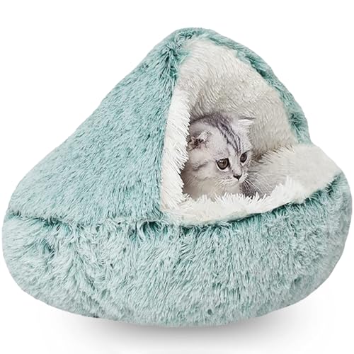 WTZHHK Dog Bed Coussin Chat Cat Bed Plush Hooded Cat Bed Cave Couchage et mobilier pour Chats Lit Douillet pour Chat ou Petit Chien d'intérieur Lavable (Color : Green, Size : 65CM)