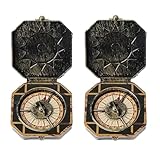 2 Stück Metallischer Kompass-Ornament, nautischer Kompass, Piratenkapitän, Kostüm, Ornament, Halloween, Party, Cosplay, Dekoration, Design-Zubehör, Requisiten, Erwachsenenkostüme