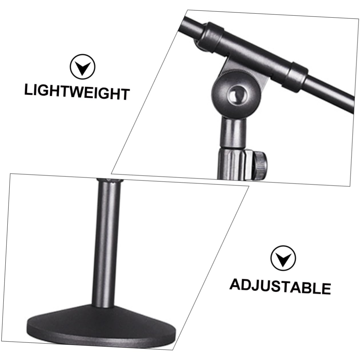 BESTonZON Soporte de Micrófono de Mesa Brazo de Micrófono Articulado, Altura Ajustable, Base Redonda de Hierro, para Casa y Escenario