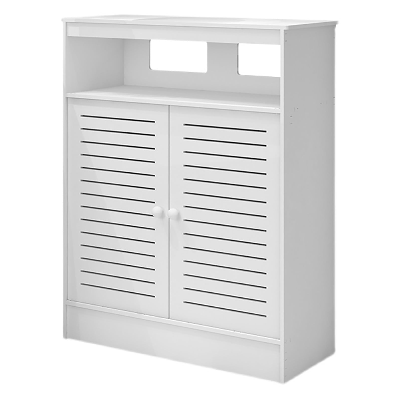 Cubreradiador de MDF blanco para ocultar radiadores antiguos con un armario elegante