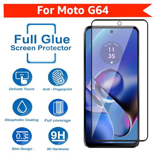 Image of POPIO Tempered Glass Screen Protector Compatible For Motorola Moto G64 (Black) Cellphone With Edge To Edge Coverage And Easy Installation Kit