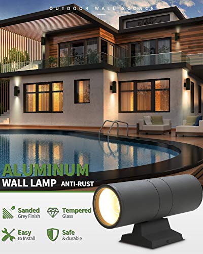 image for Modern Outdoor Wall Light 2 Pack, LMS 2-Light Aluminum Outdoor Wall Sc