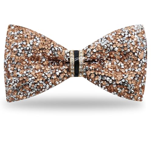 Image of Mens Rhinestone Bow Tie Pre-Tied Bow Ties for Men Adjustable Sparkle Sequin Bowtie Party Wedding