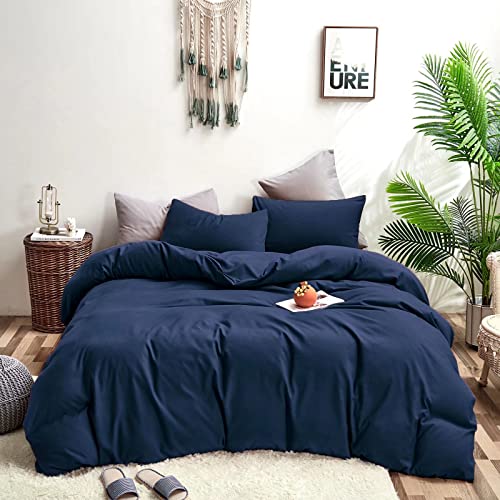 Houseri Navy Blue Comforter Full Size Teen Boys Dark Navy Comforter Bedding Sets Full Dark Blue Comforter Set Dark Color Comforter Girls Classic Navy Blue Bed Comforter Blanket Dorm Comforters Full #TOP24