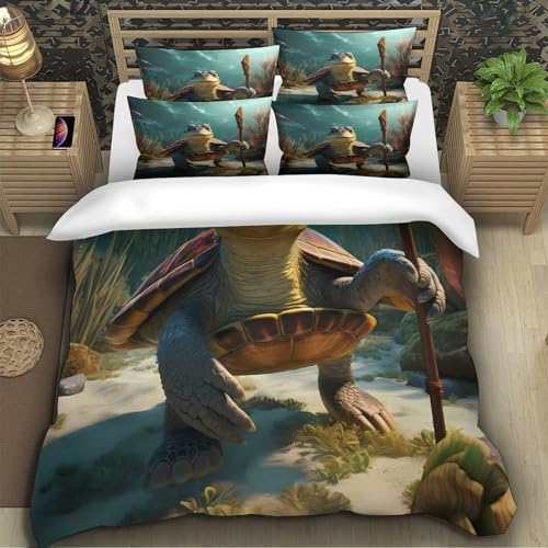 Housse de couette microfibre imprimé 3D ocean hypoallergique 200x200 cm - 5