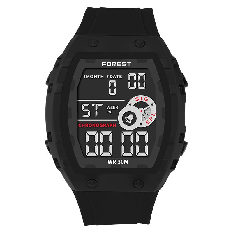 Image of Forest Premium Brand - A Digital Watch Shockproof Multi-Functional Automatic Silicone Strap Waterproof Digital Sports Watch for Men (F-2209-G-BLACK)