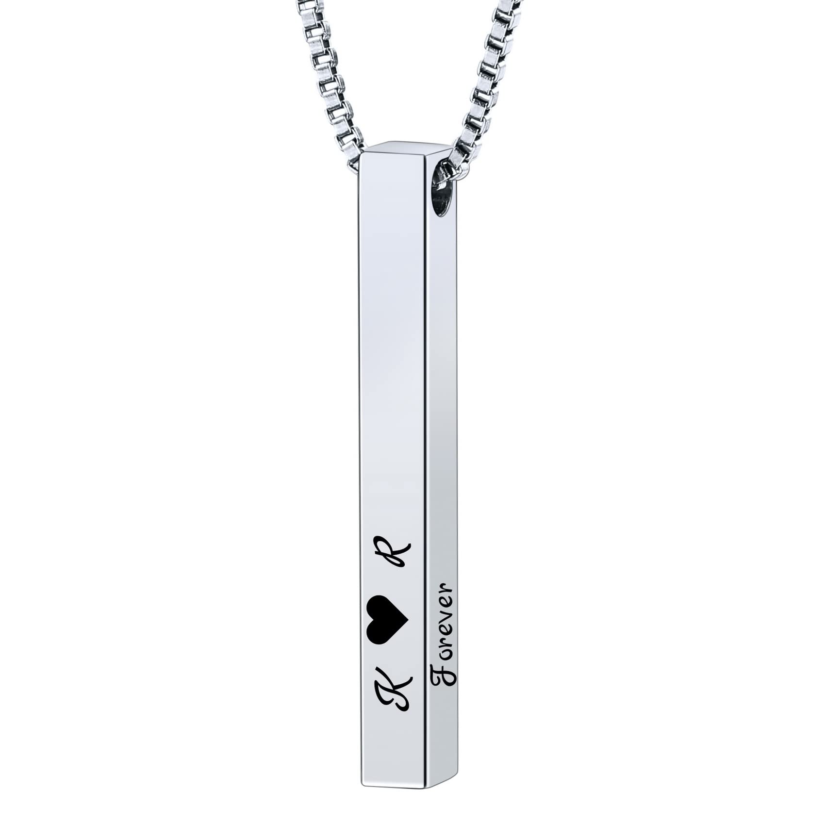 MunkiMix Collar Barra Personalizado Nombre Grabados Colgante Hombre Mujer Acero Inoxidable Plata/Oro/Rosa/Negro Cadena Joyería Personalizada Regalo para Novio, Papa