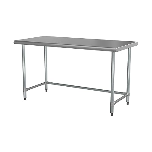 Miniatura 46 de Mesa de trabajo de base abierta de acero inoxidable 430 de calibre 18 de 30 x 72 pulgadas con ruedas giratorias de zinc resistentes de 5 pulgadas