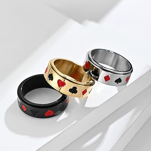 Spinner Ring for Men and Women Poker Aces Spade Playing Cards