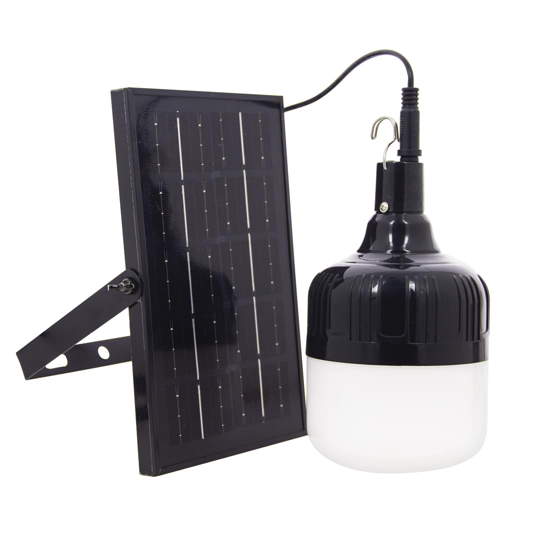 Xanlite LSS250 Hybrid Rechargeable Solar LED Lantern, black, with a handle and solar panel on top.